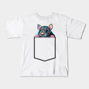 Adorable Rat in Pocket T Shirt by Robert Phelps Kids T-Shirt